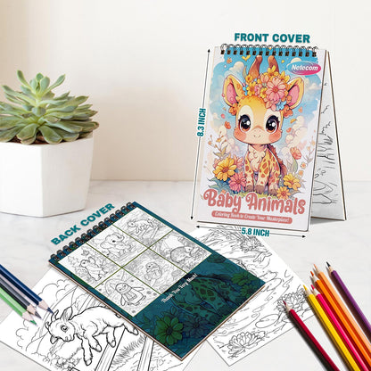 Netecom Baby Animals Spiral Bound Coloring Book For Adults