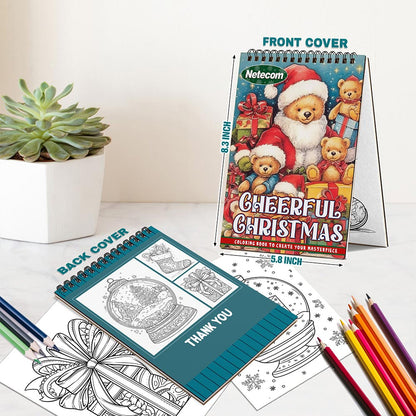 Cheerful Christmas Spiral Bound Coloring Book For Adults