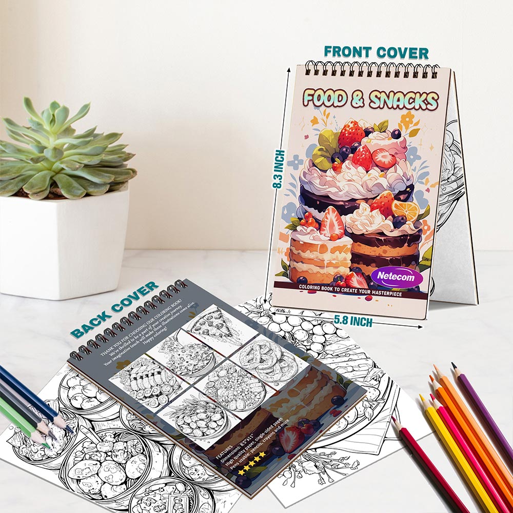 Food & Snacks Spiral Bound Coloring Book For Adults