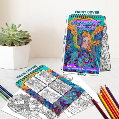 Netecom Cyborg Angel Spiral Bound Coloring Book For Adults