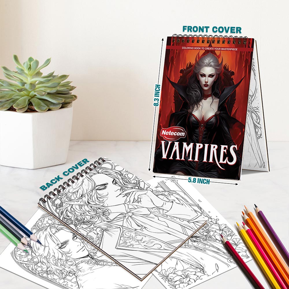 Netecom Vampires Spiral Bound Coloring Book For Adults