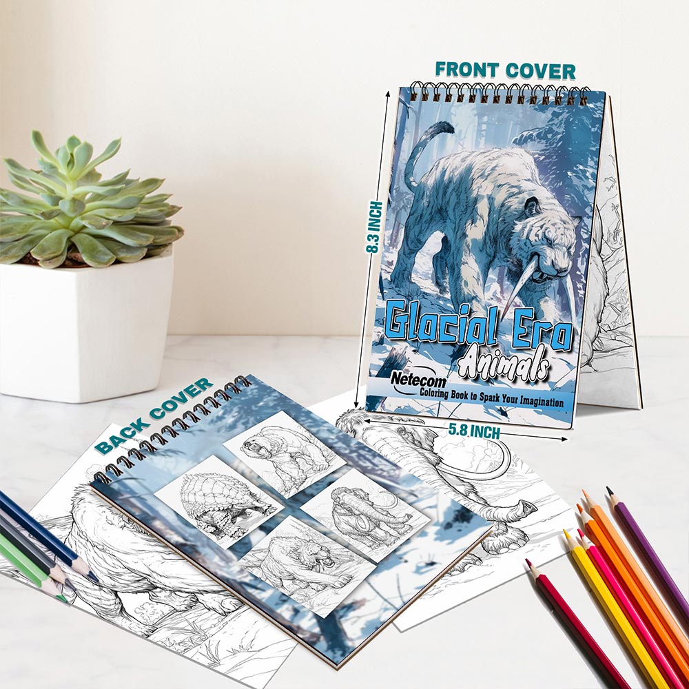 Netecom Glacial Era Animals Spiral Bound Coloring Book For Adults