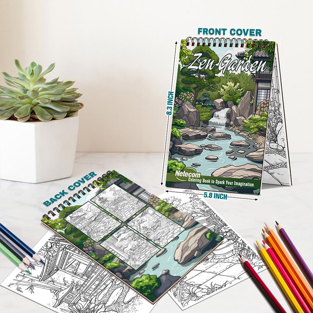 Netecom Zen Garden Spiral Bound Coloring Book For Adults