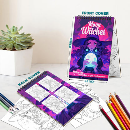 Netecom Moon Witches Spiral Bound Coloring Book For Adults