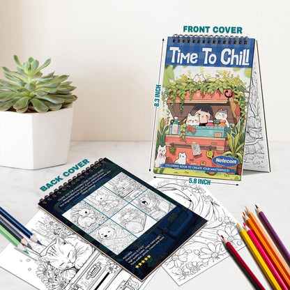 Netecom Time To Chill Spiral Bound Coloring Book For Adults