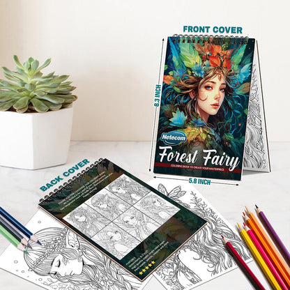 Netecom Forest Fairies Spiral Bound Coloring Book For Adults