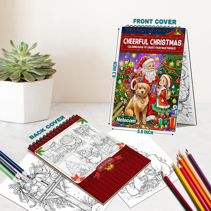 Cheerful Christmas Spiral Bound Coloring Book For Adults