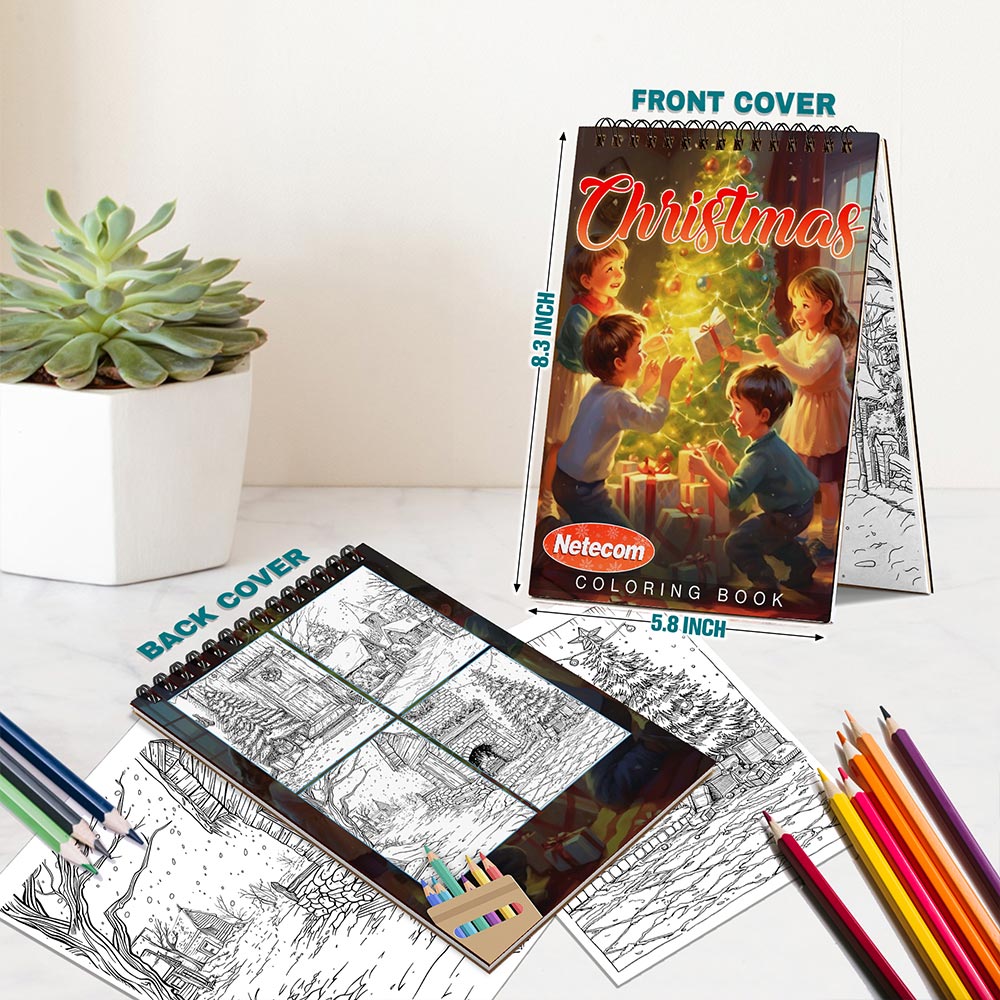 Christmas Spiral Bound Coloring Book For Adults