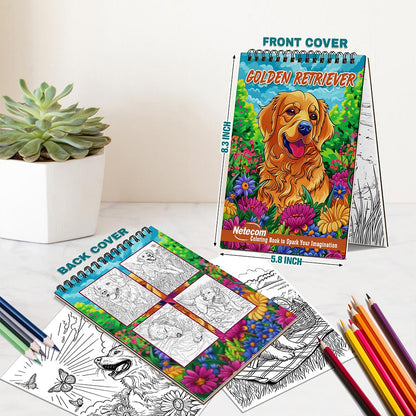 Netecom Golden Retriever Spiral Bound Coloring Book For Adults