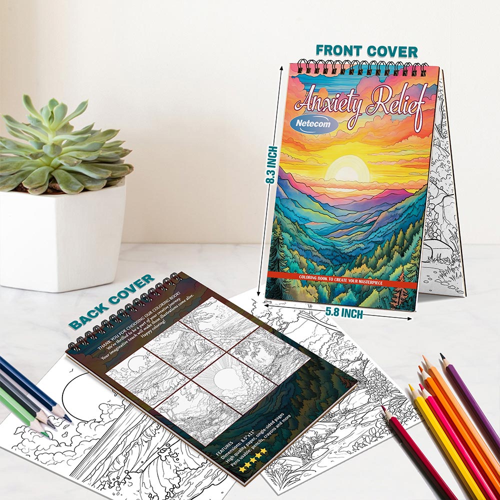 Anxiety Relief Spiral Bound Coloring Book For Adults