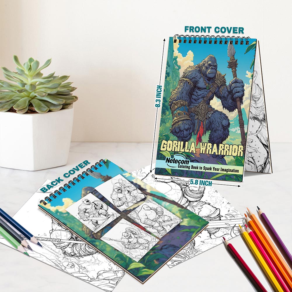 Netecom Gorilla Warrior Spiral Bound Coloring Book For Adults