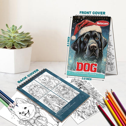 Netecom Christmas Dog Spiral Bound Coloring Book For Adults