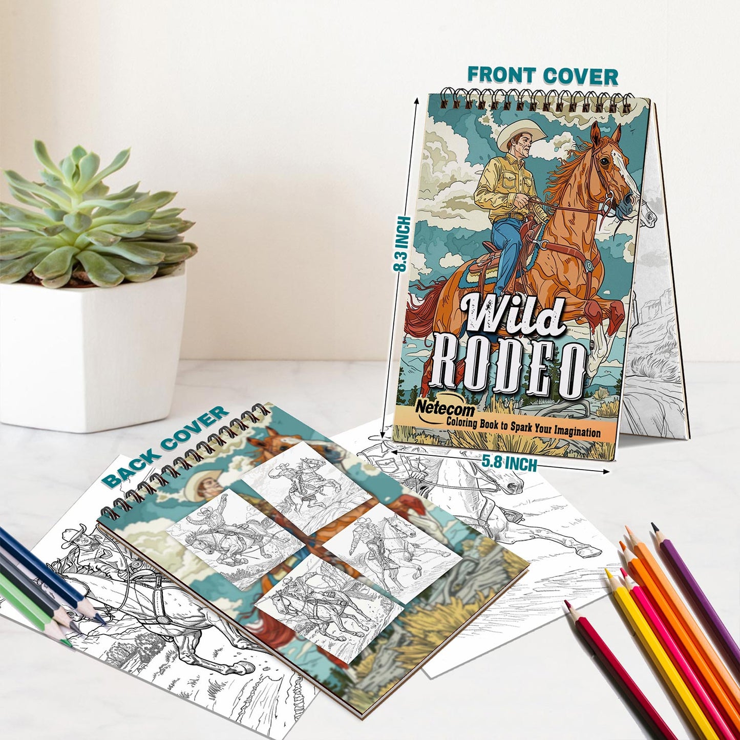 Netecom Wild Rodeo Spiral Bound Coloring Book For Adults