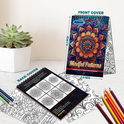 Netecom Mindful Patterns Spiral Bound Coloring Book For Adults