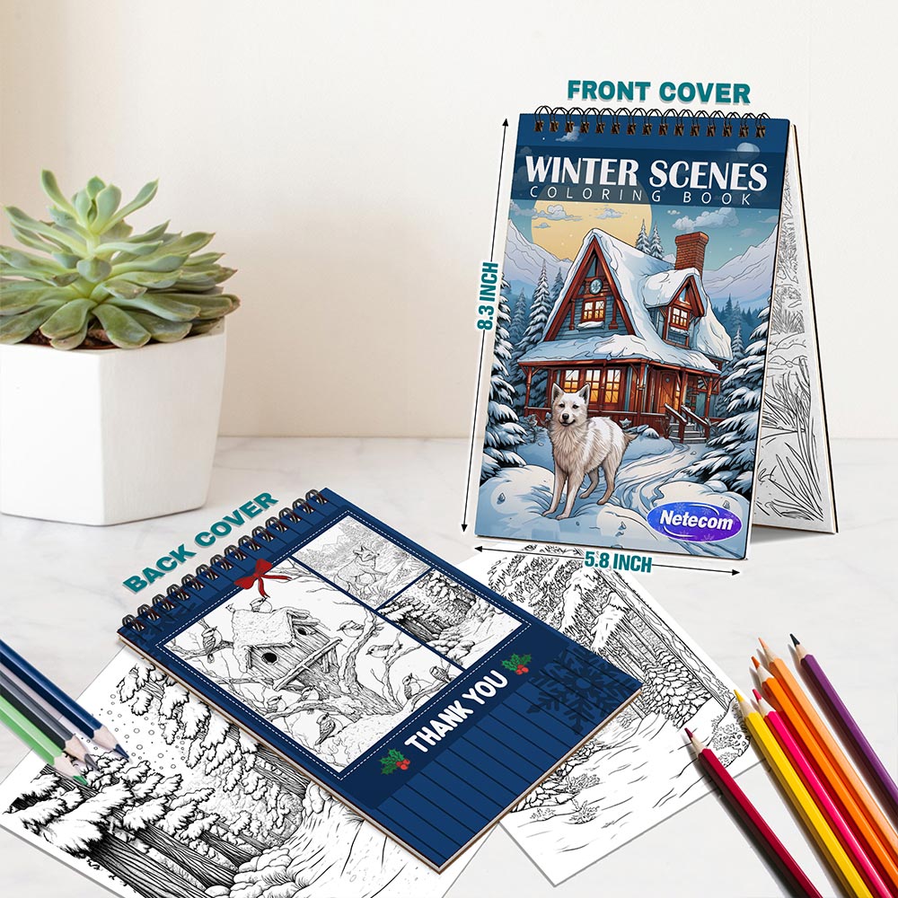 Netecom Winter Scenes Spiral Bound Coloring Book For Adults