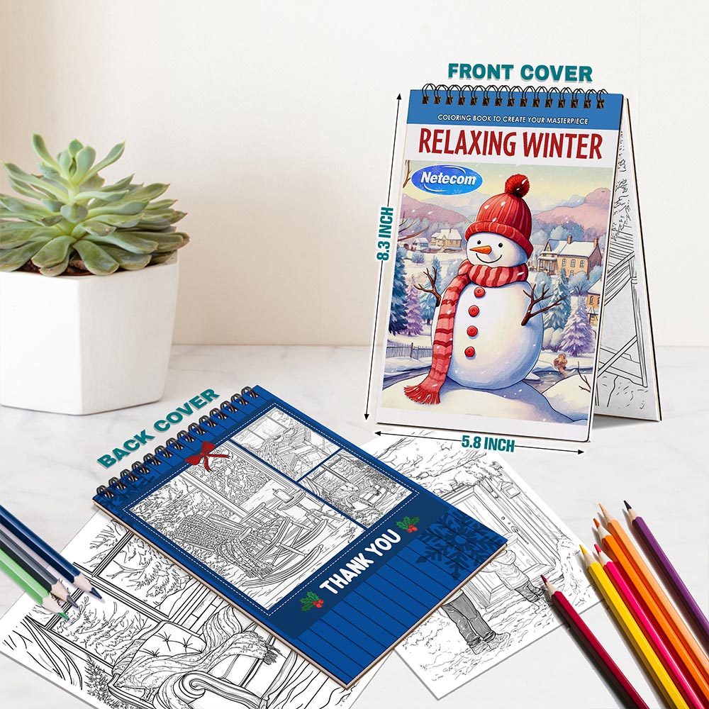 Netecom Relaxing Winter Spiral Bound Coloring Book For Adults