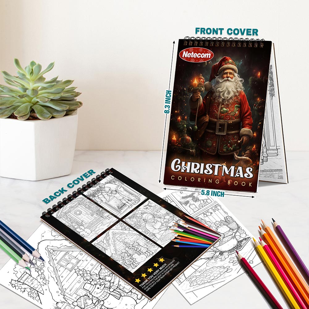 Christmas Spiral Bound Coloring Book For Adults