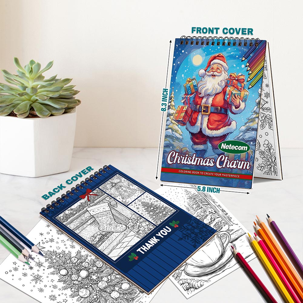Christmas Charm Spiral Bound Coloring Book For Adults