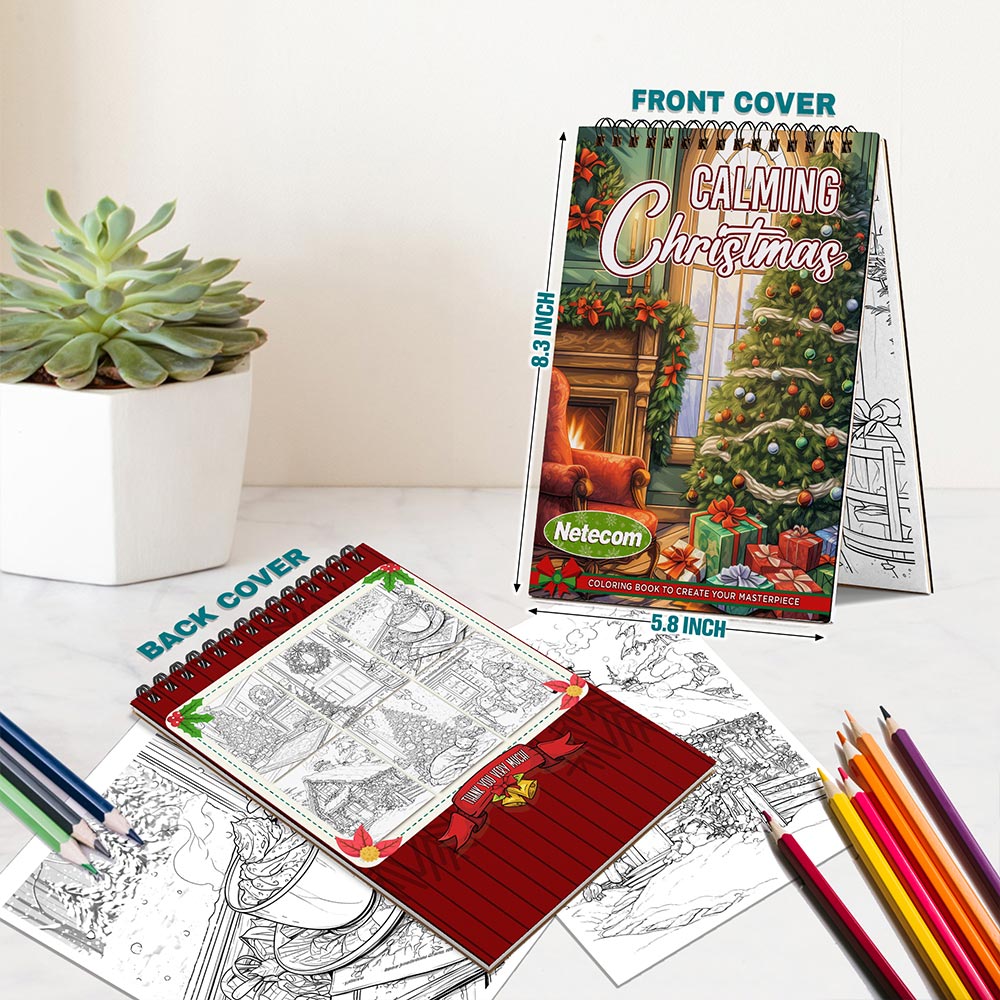 Calming Christmas Spiral Bound Coloring Book For Adults