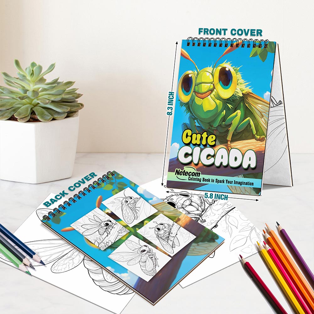 Netecom Cute Cicada Spiral Bound Coloring Book For Adults