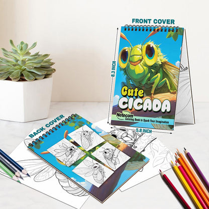 Netecom Cute Cicada Spiral Bound Coloring Book For Adults