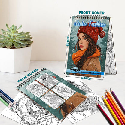 Netecom Winter Fashion Spiral Bound Coloring Book For Adults
