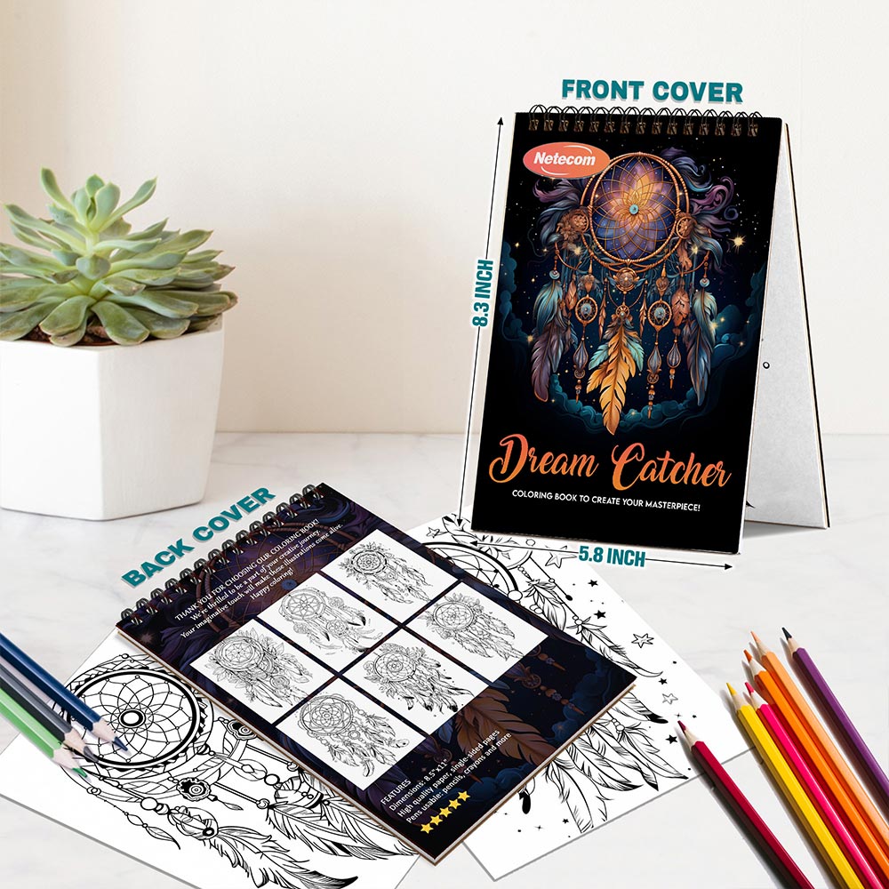 Netecom Dream Catcher Spiral Bound Coloring Book For Adults