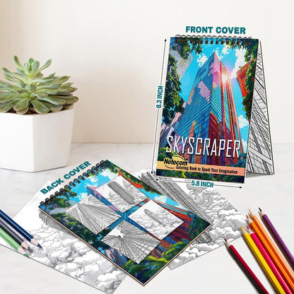 Netecom Skyscraper Spiral Bound Coloring Book For Adults