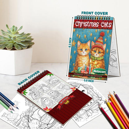 Netecom Christmas Cats Spiral Bound Coloring Book For Adults