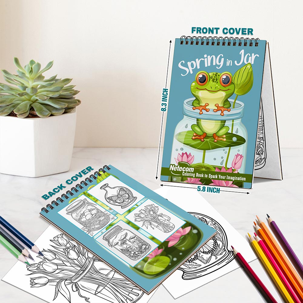 Netecom Spring in Jar Spiral Bound Coloring Book For Adults