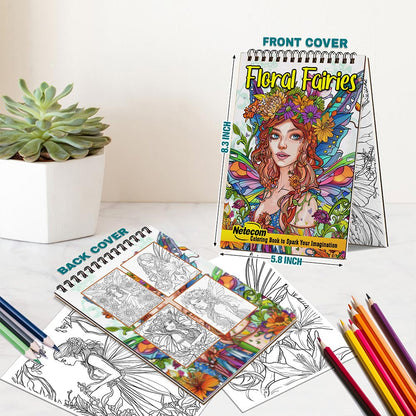 Netecom Floral Fairies Spiral Bound Coloring Book For Adults