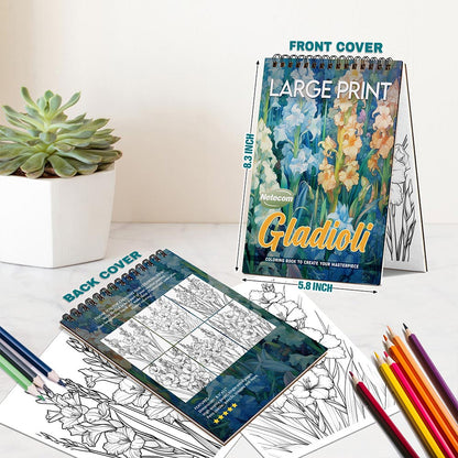 Netecom Large Print Gladioli Spiral Bound Coloring Book For Adults
