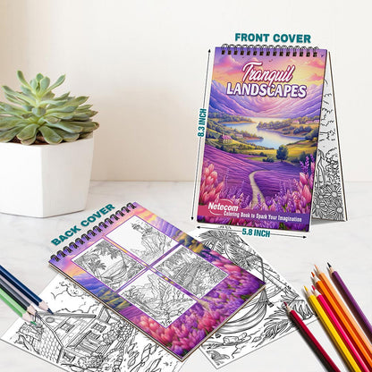 Netecom Tranquil Landscapes Spiral Bound Coloring Book For Adults