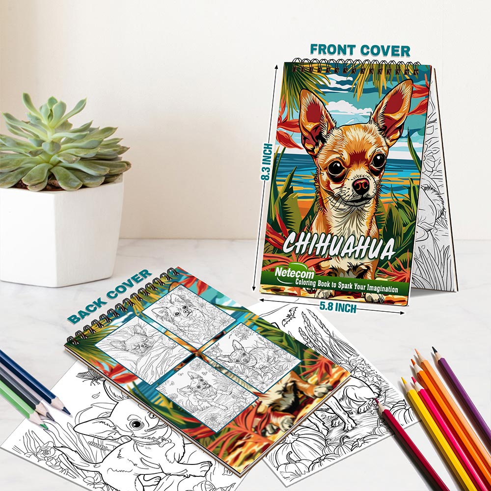 Netecom Chihuahua Spiral Bound Coloring Book For Adults