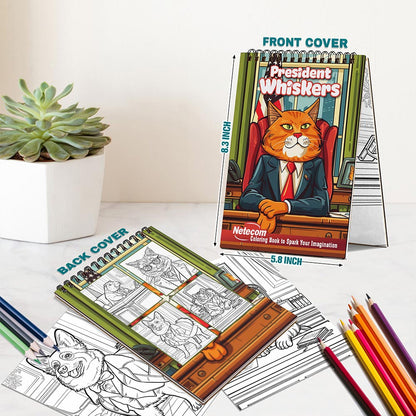 Netecom President Whiskers Spiral Bound Coloring Book For Adults