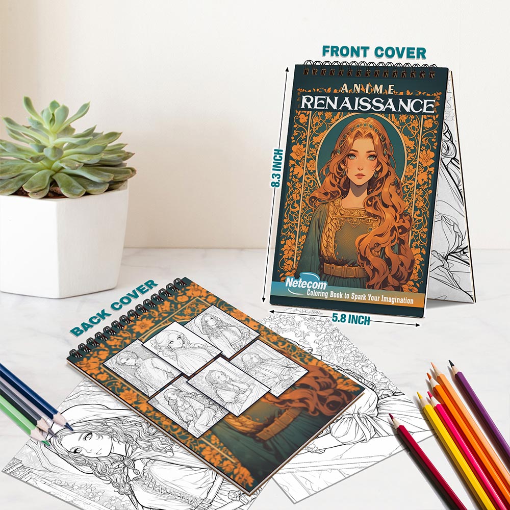 Netecom Renaissance Spiral Bound Coloring Book For Adults