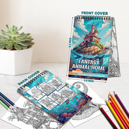Netecom Fantasy Animal Home Spiral Bound Coloring Book For Adults