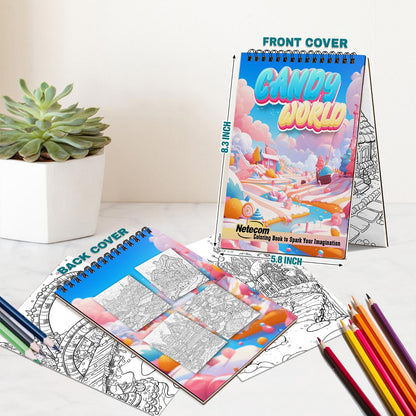 Netecom Candy World Spiral Bound Coloring Book For Adults