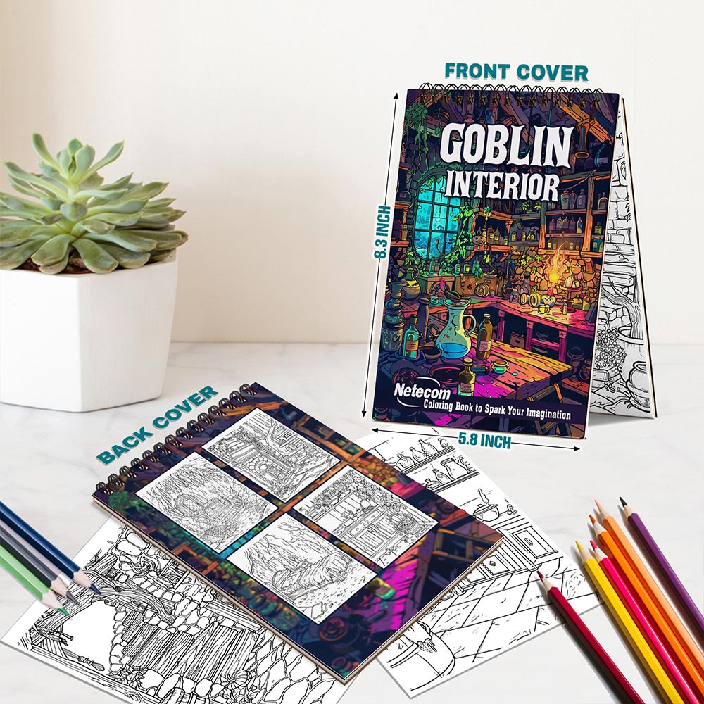 Netecom Goblin Interior Spiral Bound Coloring Book For Adults