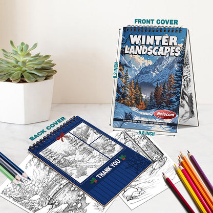 Netecom Winter Landscapes Spiral Bound Coloring Book For Adults