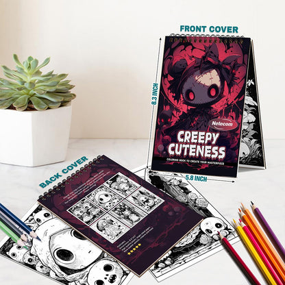 Netecom Creepy Cuteness Spiral Bound Coloring Book For Adults