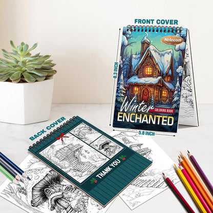 Netecom Winter Enchanted Spiral Bound Coloring Book For Adults