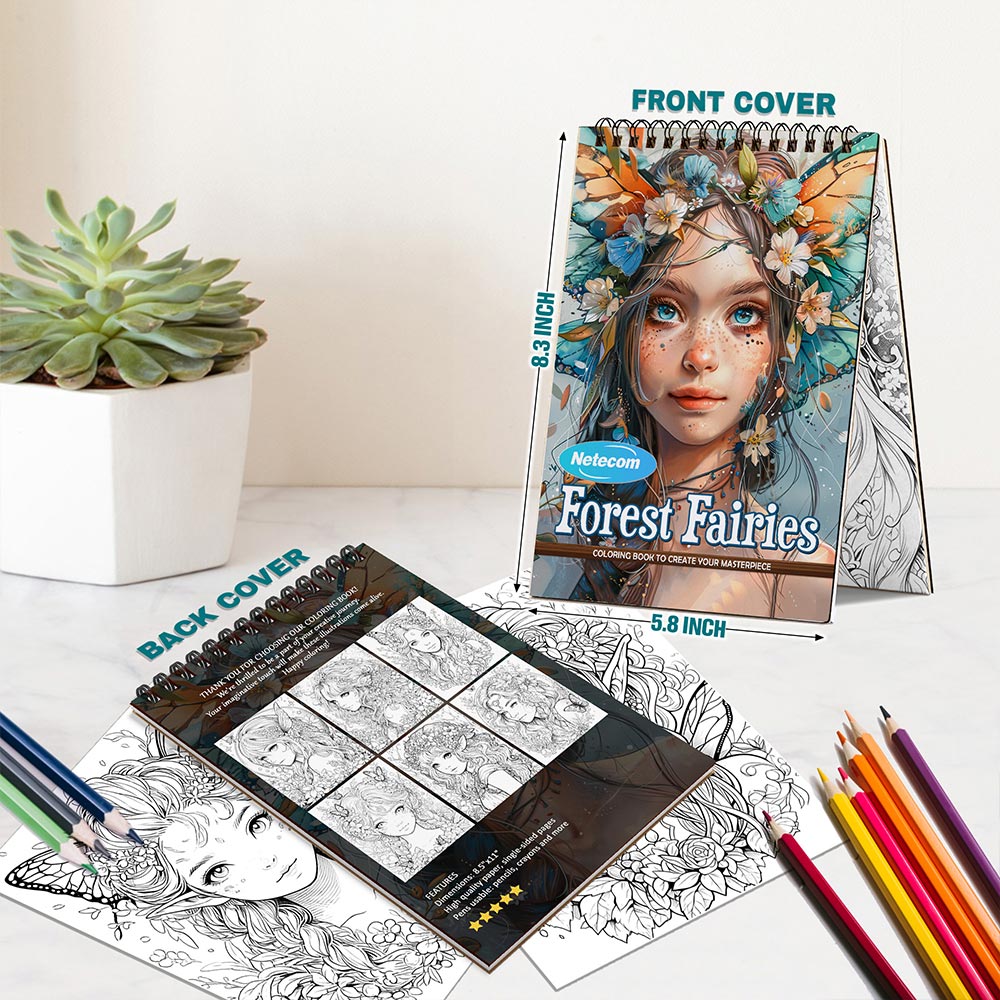 Forest Fairies Spiral Bound Coloring Book For Adults