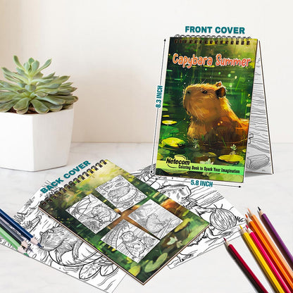 Netecom Capybara Summer Spiral Bound Coloring Book For Adults