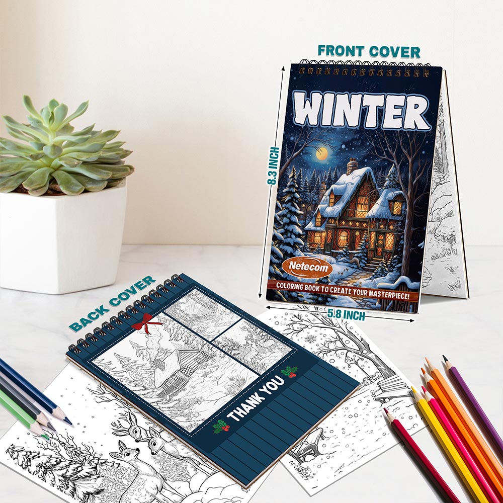 Netecom Winter Spiral Bound Coloring Book For Adults