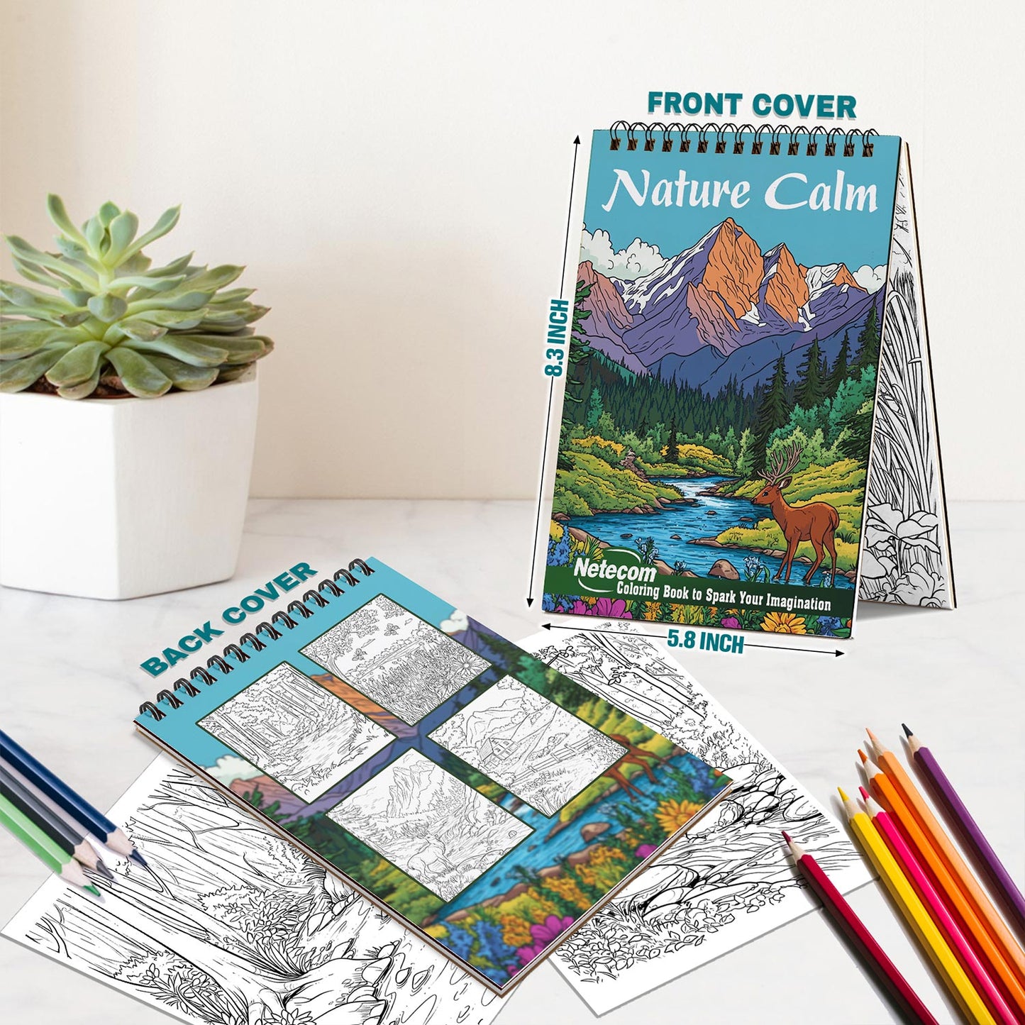 Netecom Nature Calm Spiral Bound Coloring Book For Adults