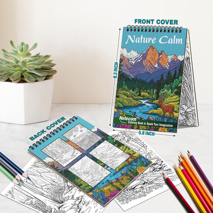 Netecom Nature Calm Spiral Bound Coloring Book For Adults