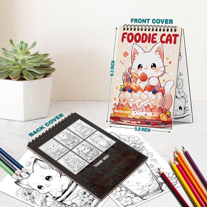 Netecom Foodie Cat Spiral Bound Coloring Book For Adults