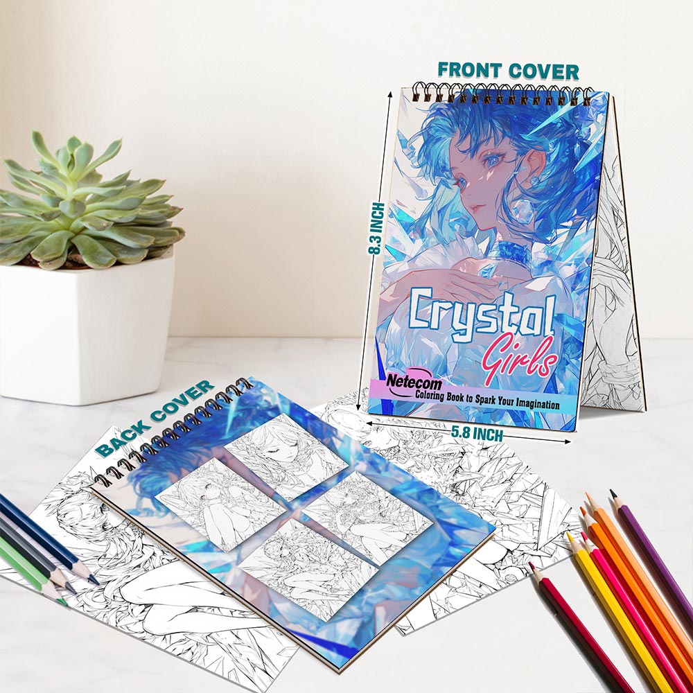 Netecom Crystal Girls Spiral Bound Coloring Book For Adults