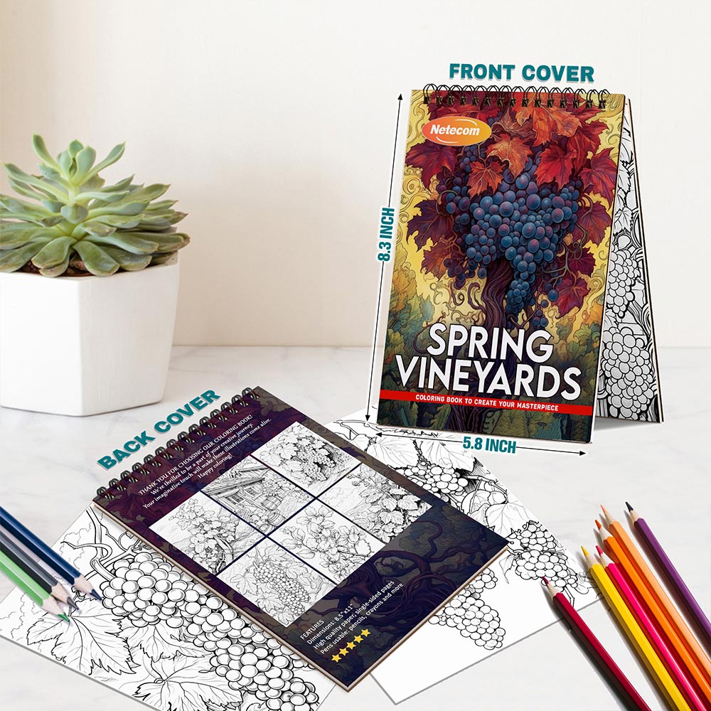 Spring Vineyards Spiral Bound Coloring Book For Adults